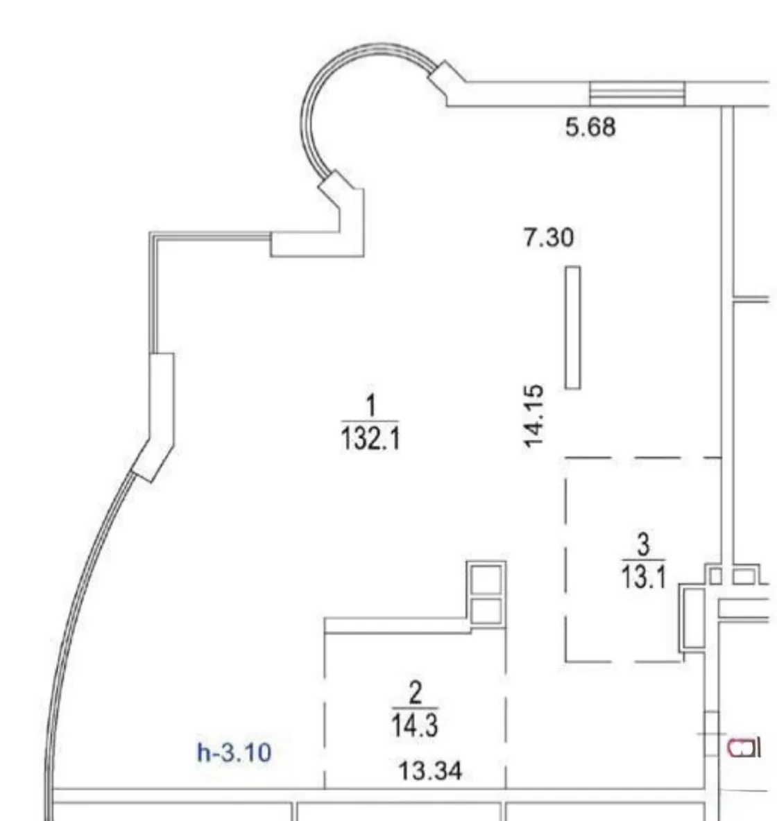 1-комнатная квартира 157,8 м², корпус 3 ЖК «Миракс Парк» — фото 2