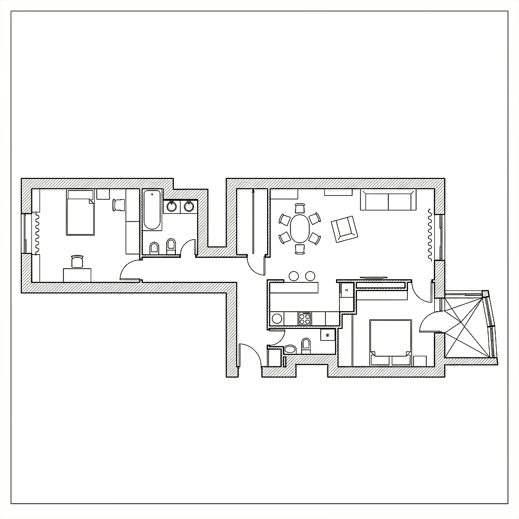 Планировка: 3-комнатная квартира 92,7 м², корпус 5