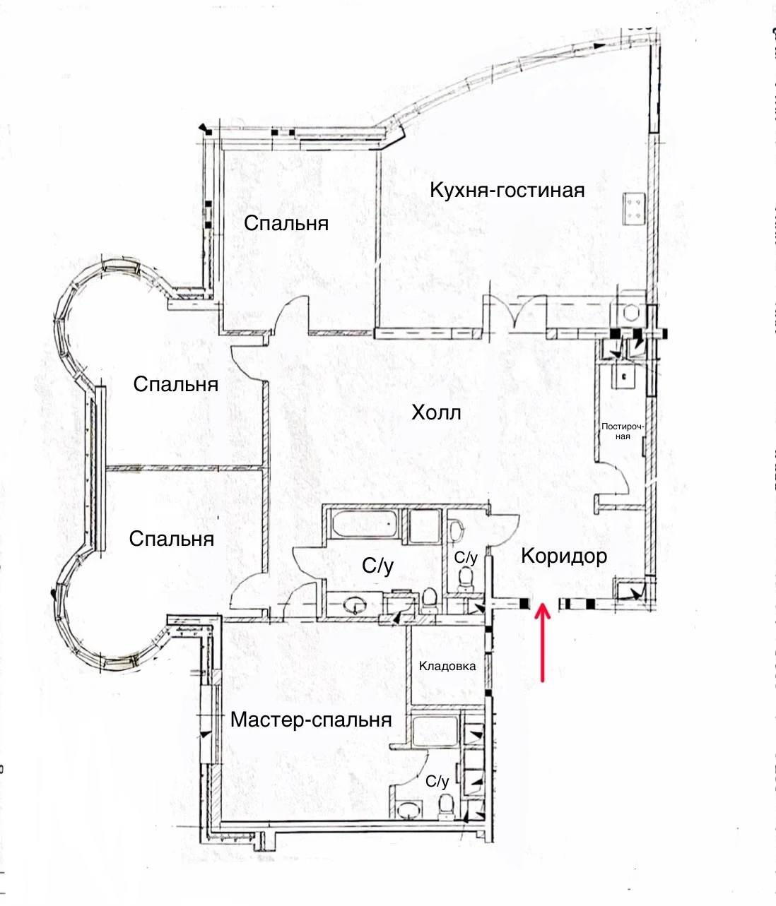 Планировка: 5-комнатная квартира 190,8 м², корпус 1
